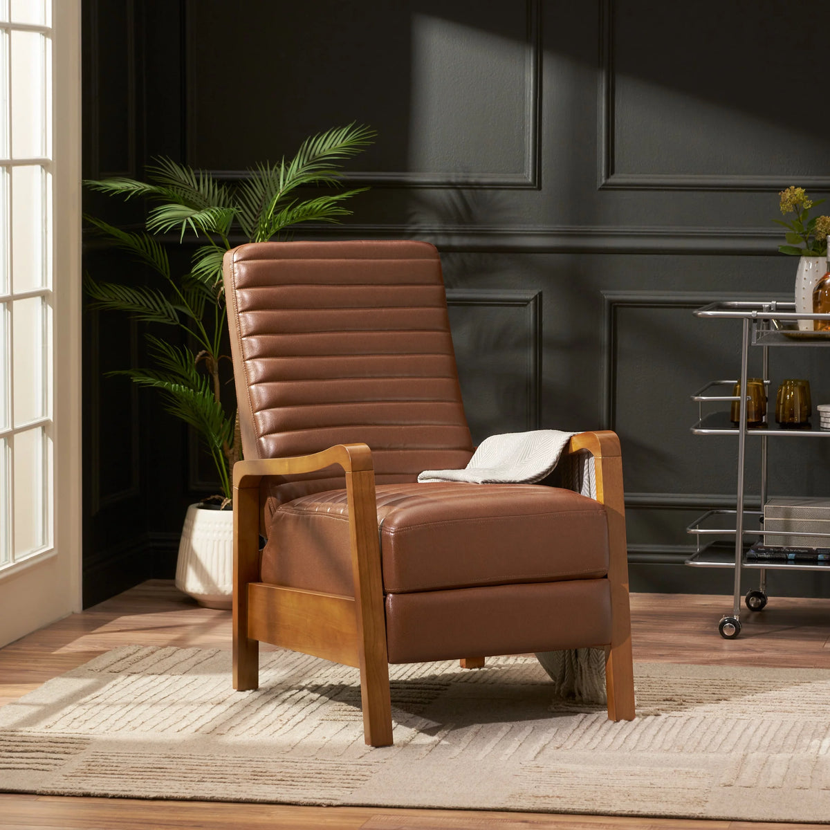 Cognac Brown Faux Leather Recliner G45278