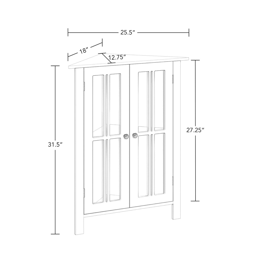 White Two-Door Wood Corner Cabinet R3495