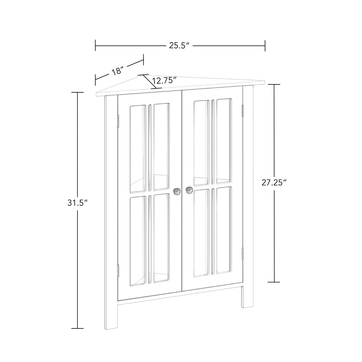 White Two-Door Wood Corner Cabinet R3495