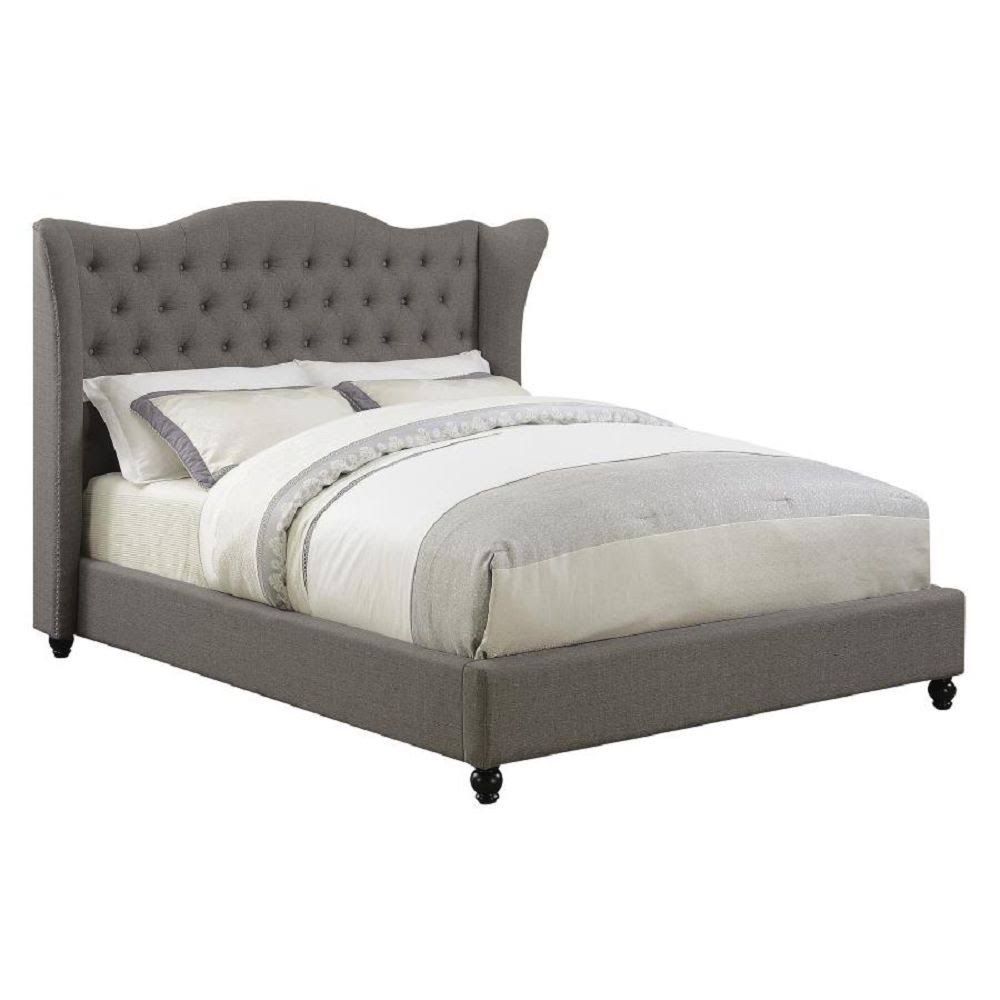 Queen Grey Upholstered Bed M5254