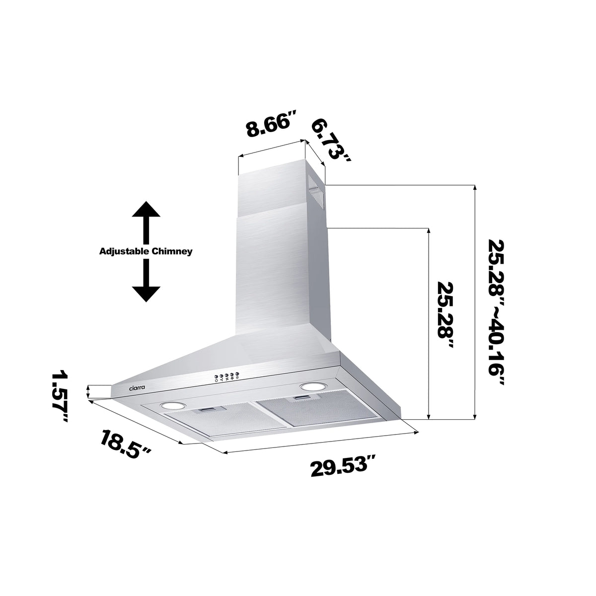 Black 30 inch Wall Mount Convertible Range Hood O41070