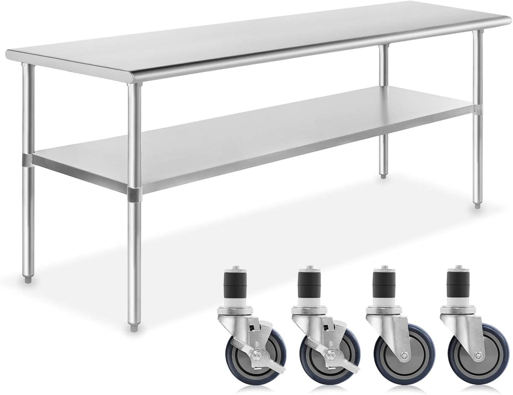 Stainless Steel Commercial Work Table with 4 Casters J645527