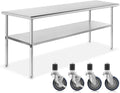 Stainless Steel Commercial Work Table with 4 Casters J645527