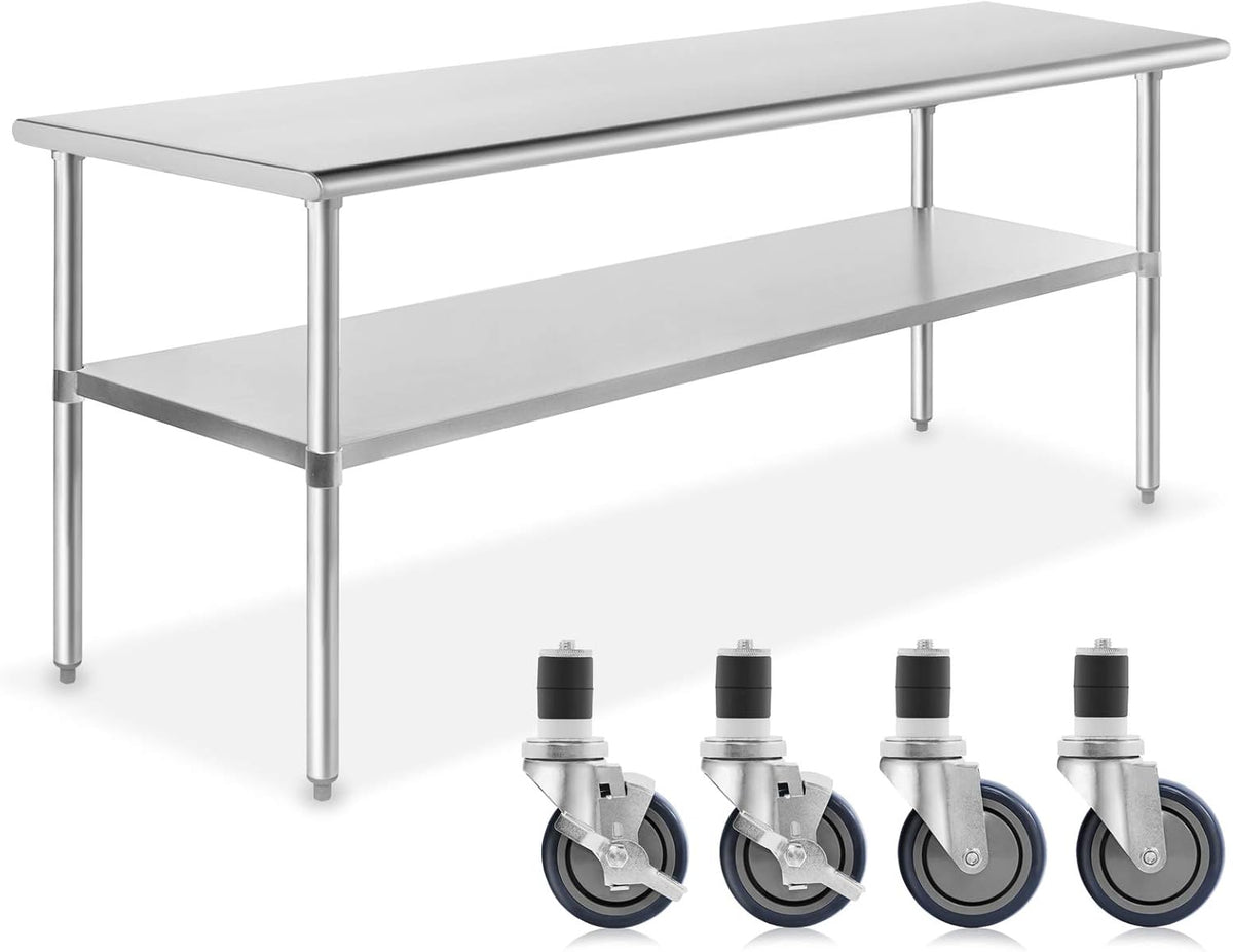 Stainless Steel Commercial Work Table with 4 Casters J645527