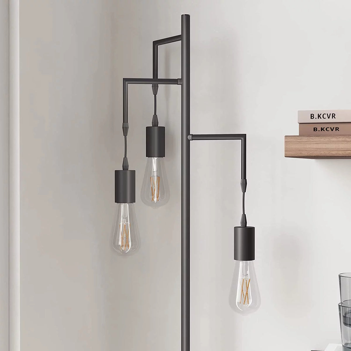 3 Light Black Floor Lamp D6842