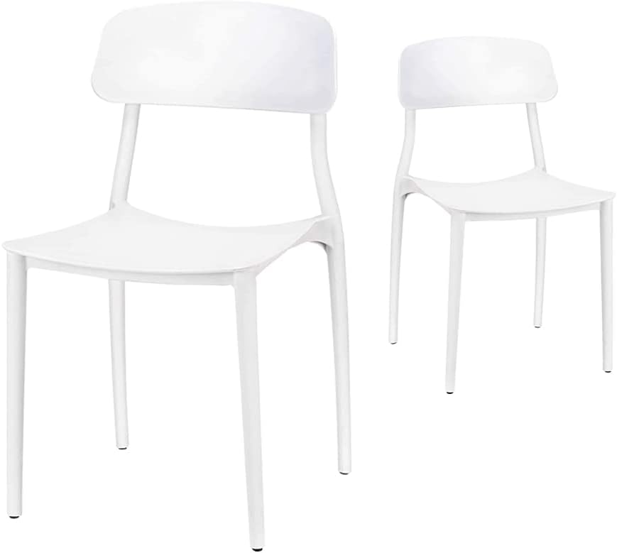 White PP Plastic Dining Chairs, Set of 2 U641974