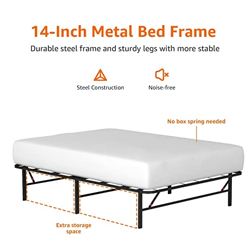 Black Twin Size Metal Platform Bed Frame with Storage A171302