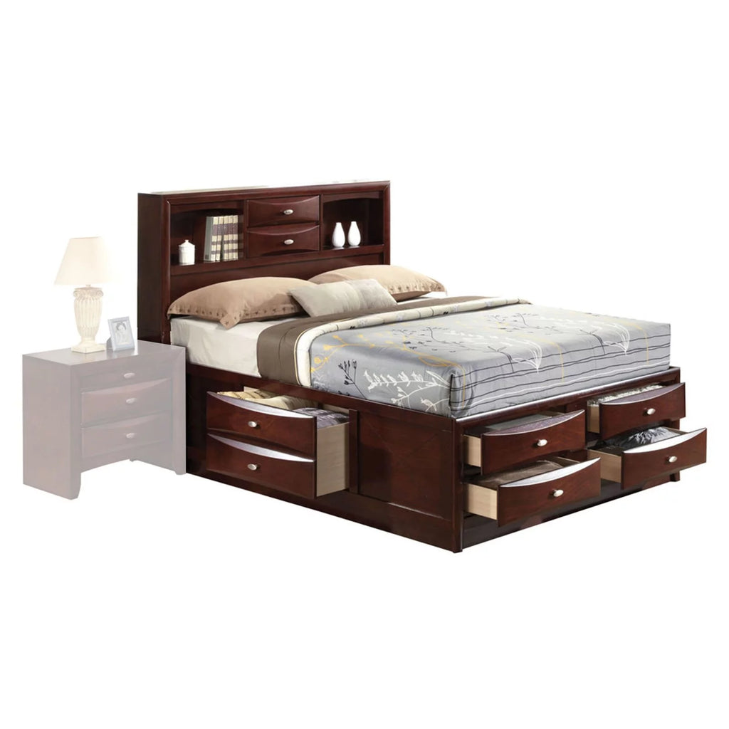 Black Rubberwood Full Bed with Storage V331