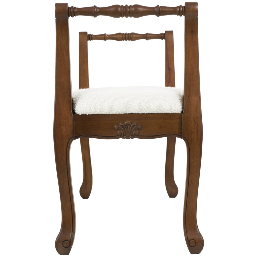 Fabric Arm Bench with Brown Wood Turned Legs C139285