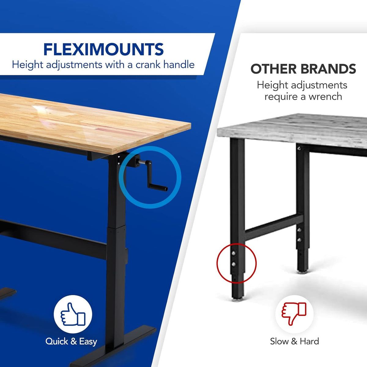 Work Bench with Drawer 3000-lb Capacity 48"x 24" Wood Top Steel Frame S334