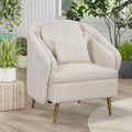 White Velvet Barrel Accent Chair with Pillow R655573