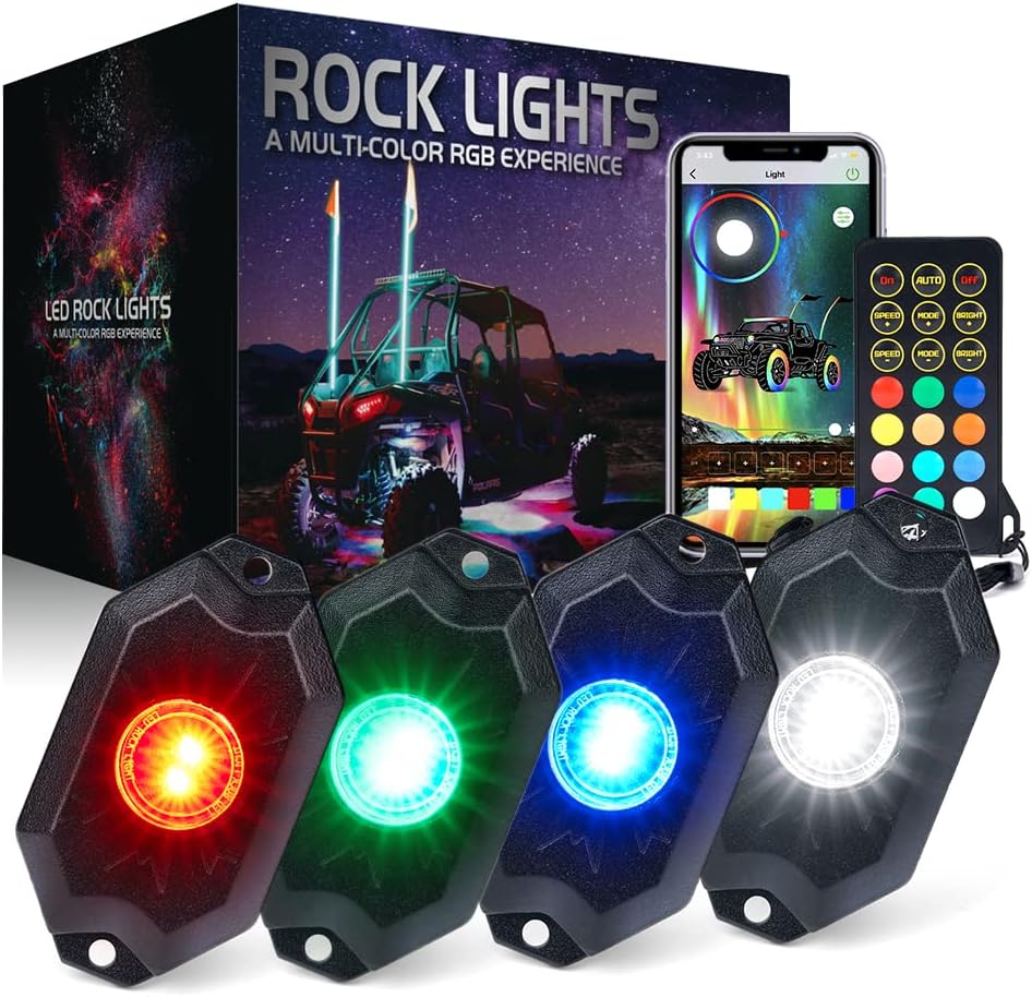 RGBW LED Rock Lights Kit with Bluetooth Remote, 10 Pods L58253