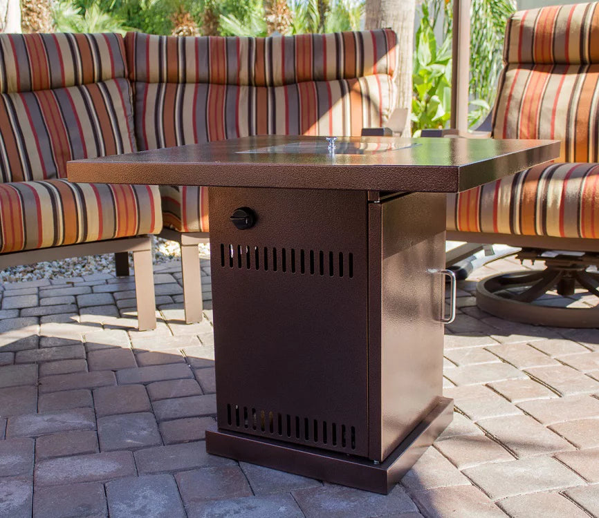 Square Hammered Bronze Propane Fire Pit W321