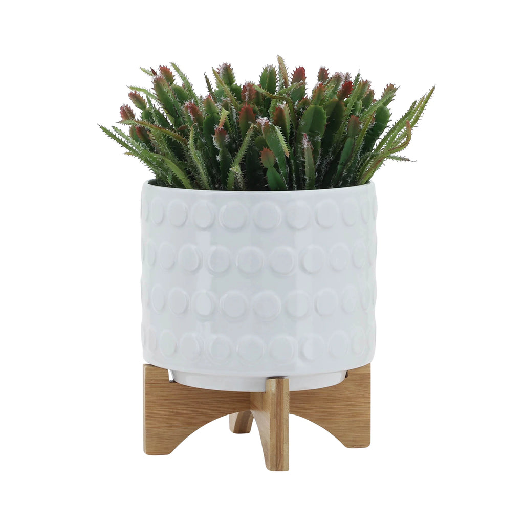 White Ceramic Round Planter L6411