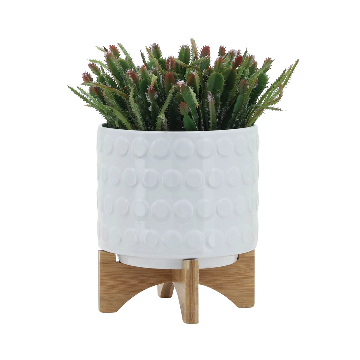 White Ceramic Round Planter L6411