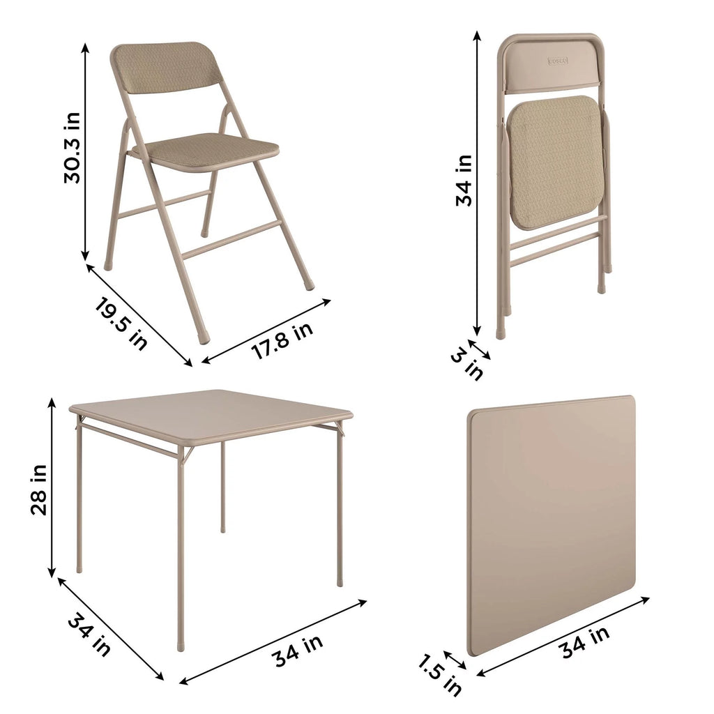 5-Piece Folding Dining Set with Card Table and 4 Padded Chairs E699