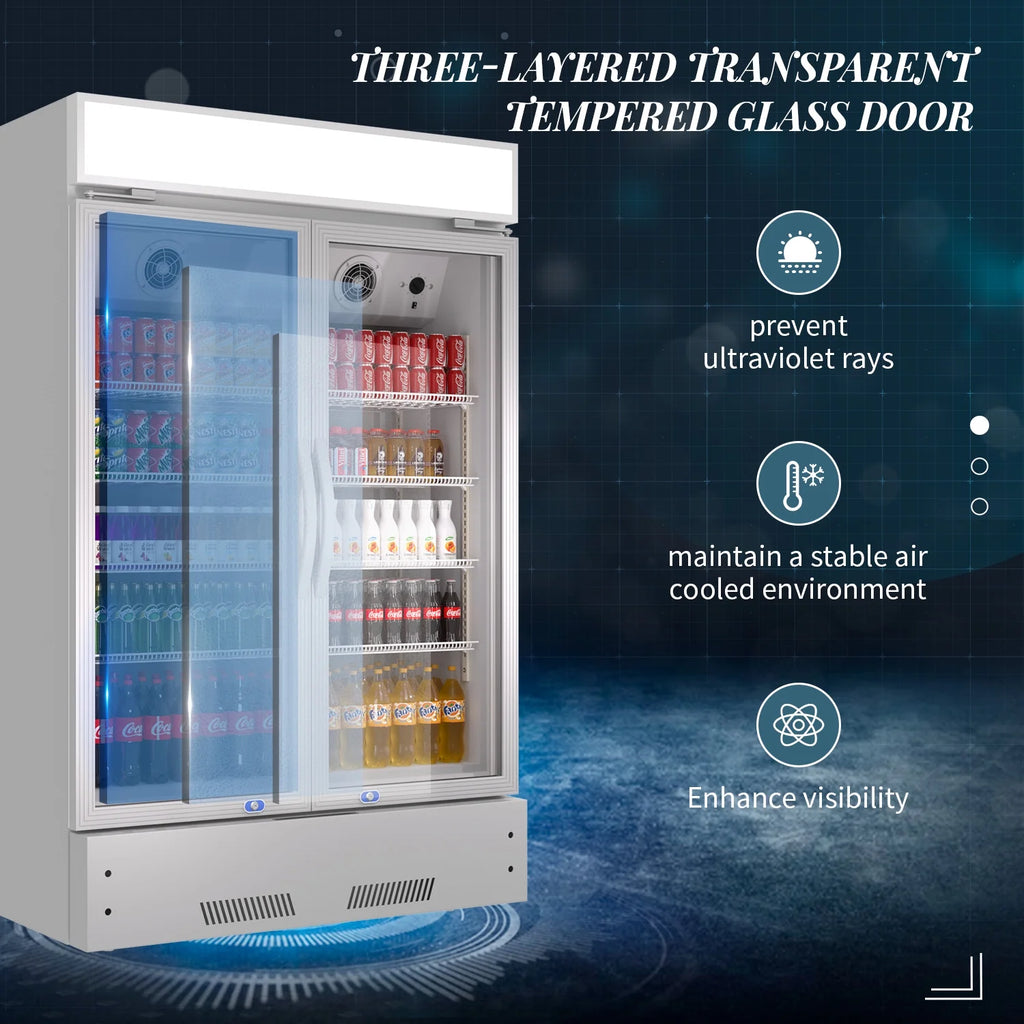 38'' 17.1 Cu.Ft Upright Beverage Display Refrigerator with 2 Glass Doors V8174