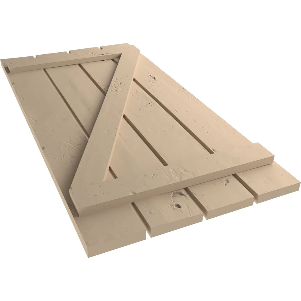 Primed Tan Faux Wood Shutters J58609