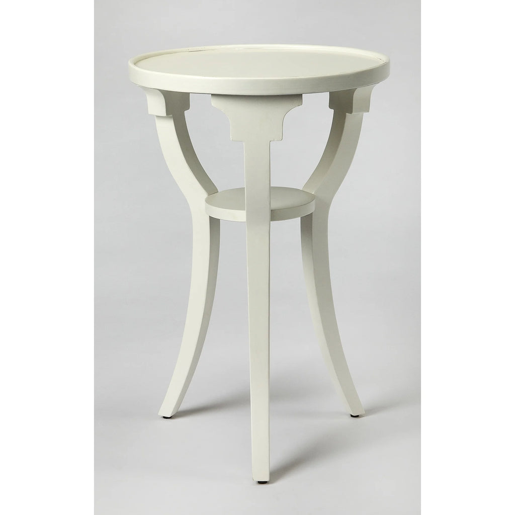 White Wood Round Accent Table R330099