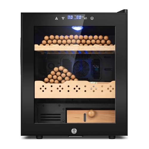 Electric Cooler Cabinet 35L with Temperature and Humidity Control, Spanish Cedar Wood Shelves and Safety Lock S887