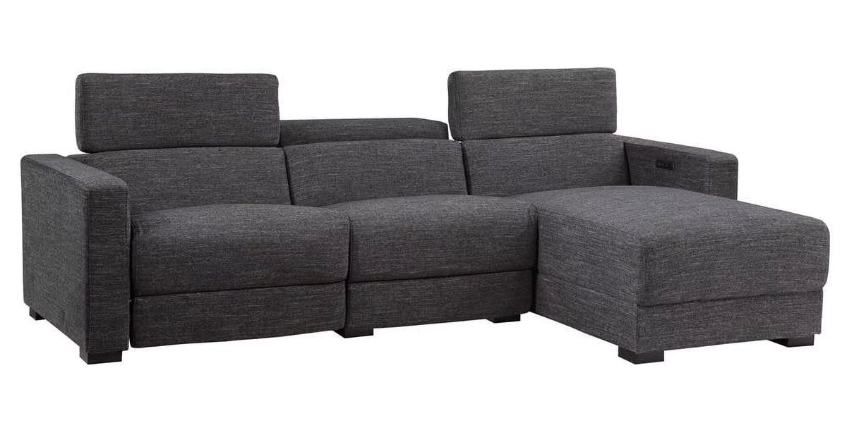Dark Gray Polyester Fabric Power Reclining Sectional C242364