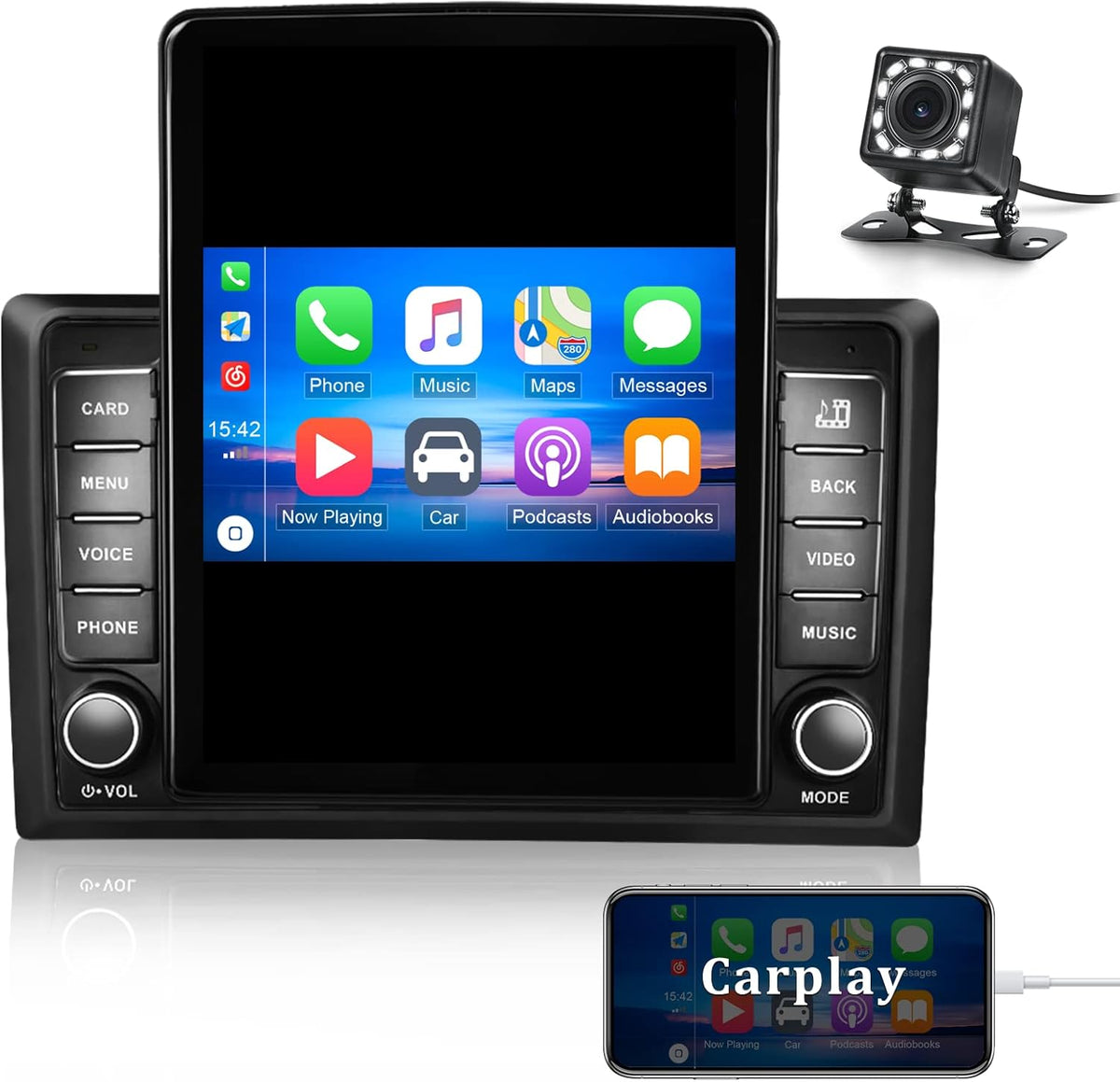 Double Din Car Stereo with Bluetooth and Backup Camera O7872