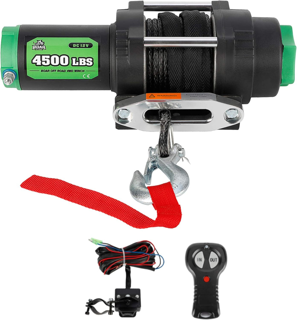 4500-lb. Load Capacity Electric Winch Kit, 12V Steel Cable Winch with Hawse Fairlead J911