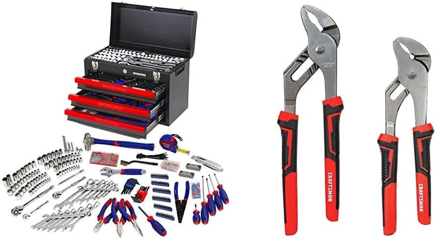 408-Piece Mechanics Tool Set with 3-Drawer Metal Box and 322-Piece Hand Tool Kit with Carrying Bag H43054