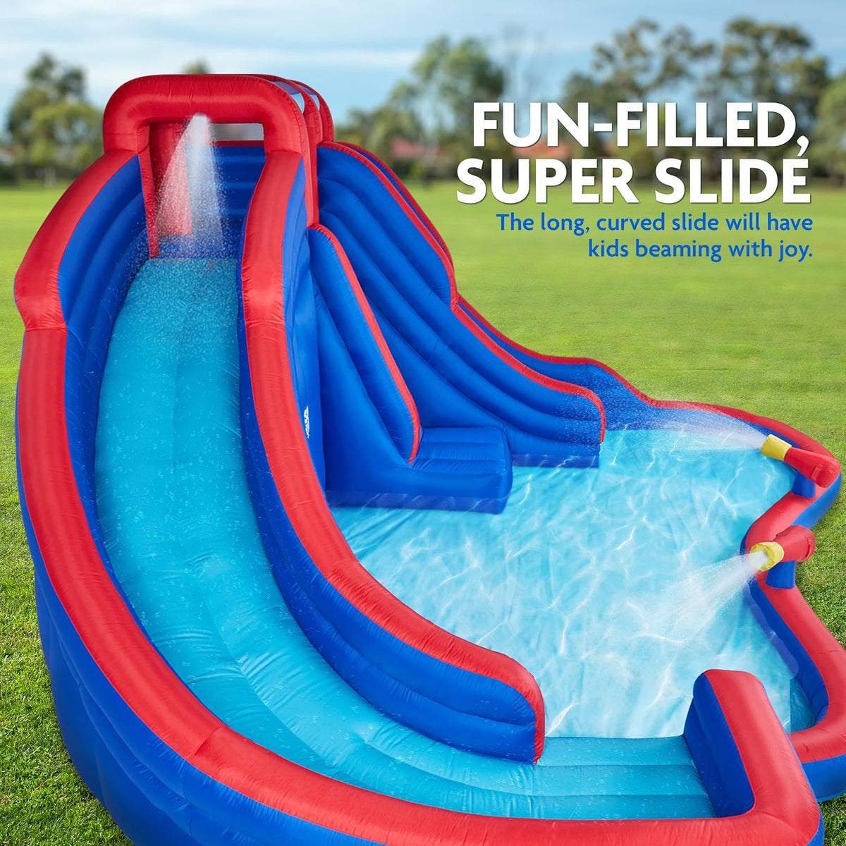 Inflatable Water Slide Park with 2 Slides & Splash Pool Q489625