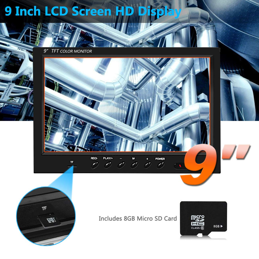 9 Inch LCD Sewer Camera 1000 TVL CCD 50M Snake Cable IP68 Waterproof Borescope Inspection Camera X434
