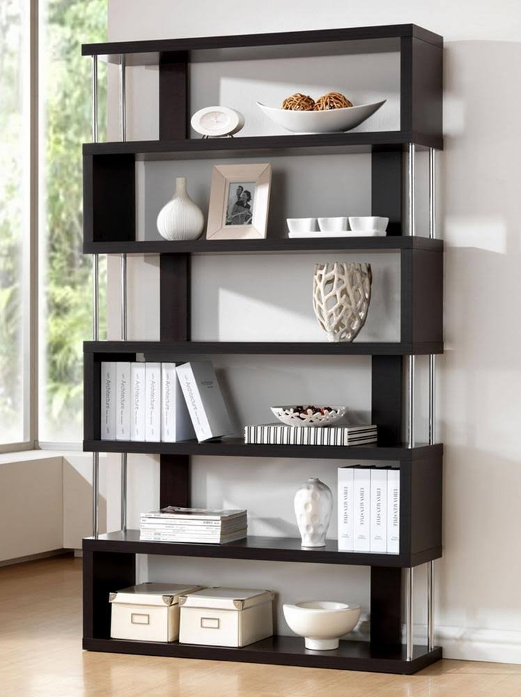Dark Brown Three-Shelf Modern Bookcase A26539