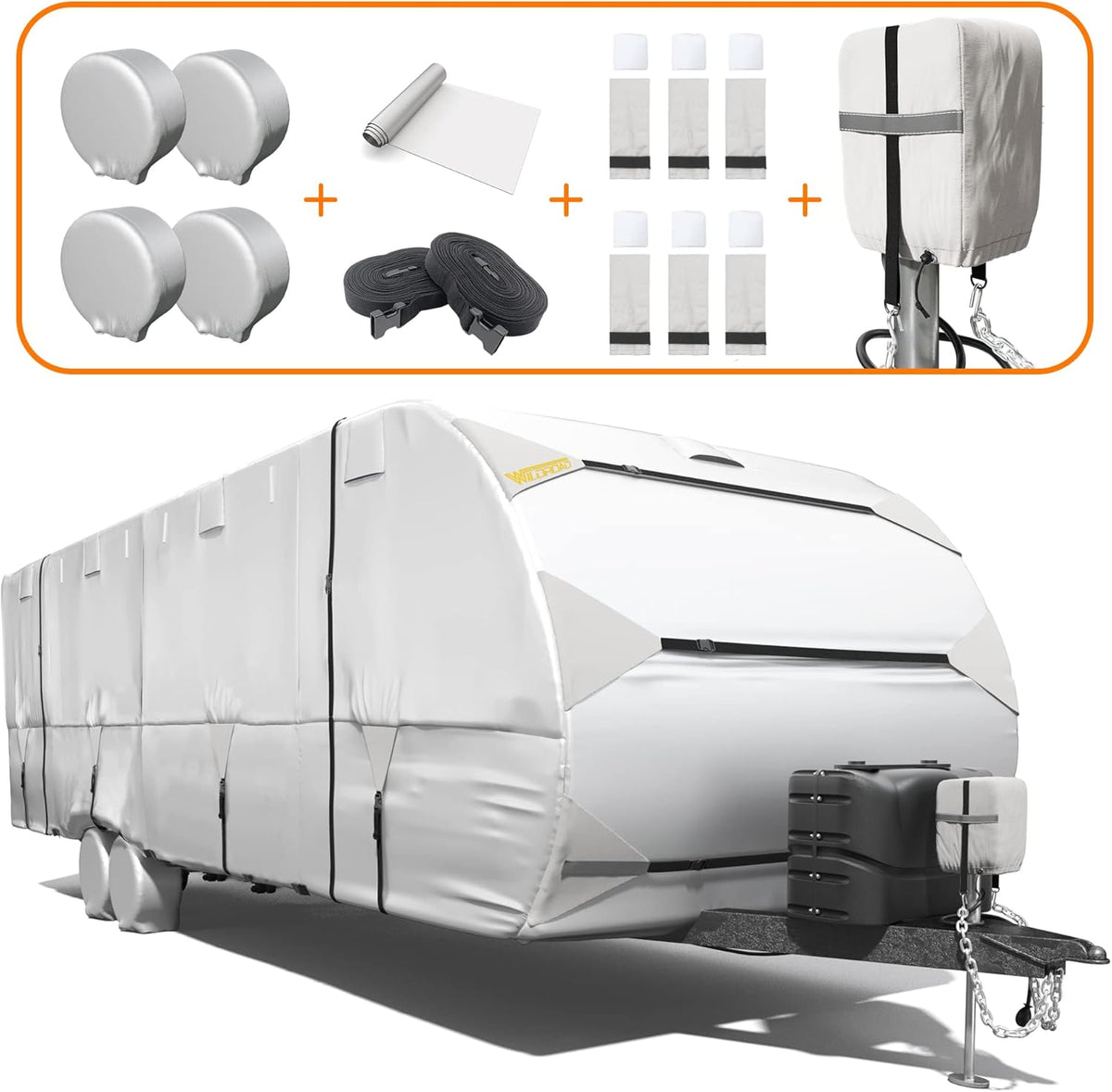 300D Anti-Tear Waterproof Windproof Anti-UV RV Trailer Cover B268155