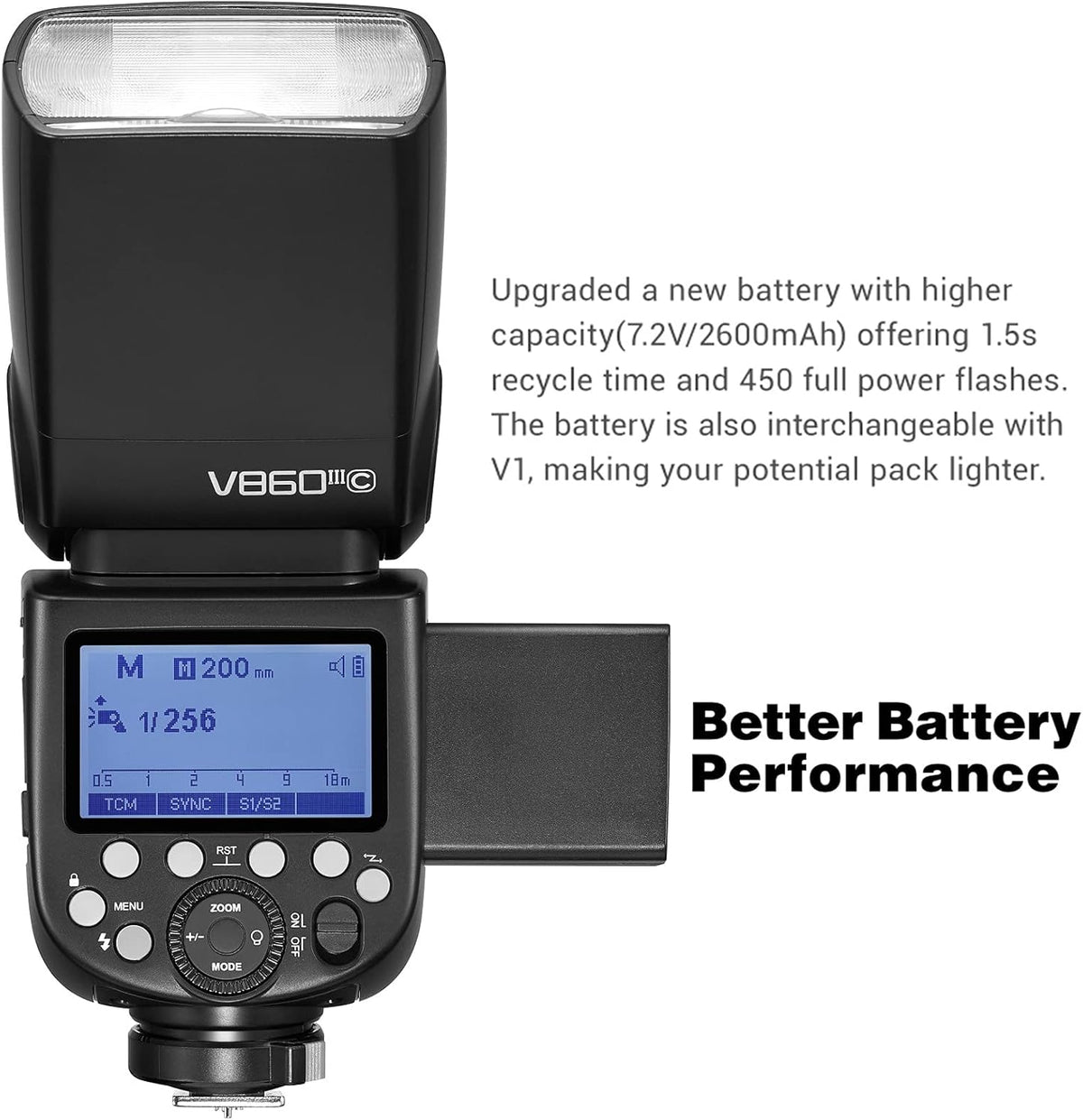 Flash Speedlite GN60 2.4G Wireless HSS 1/8000 2600mAh Lithium Battery F21814