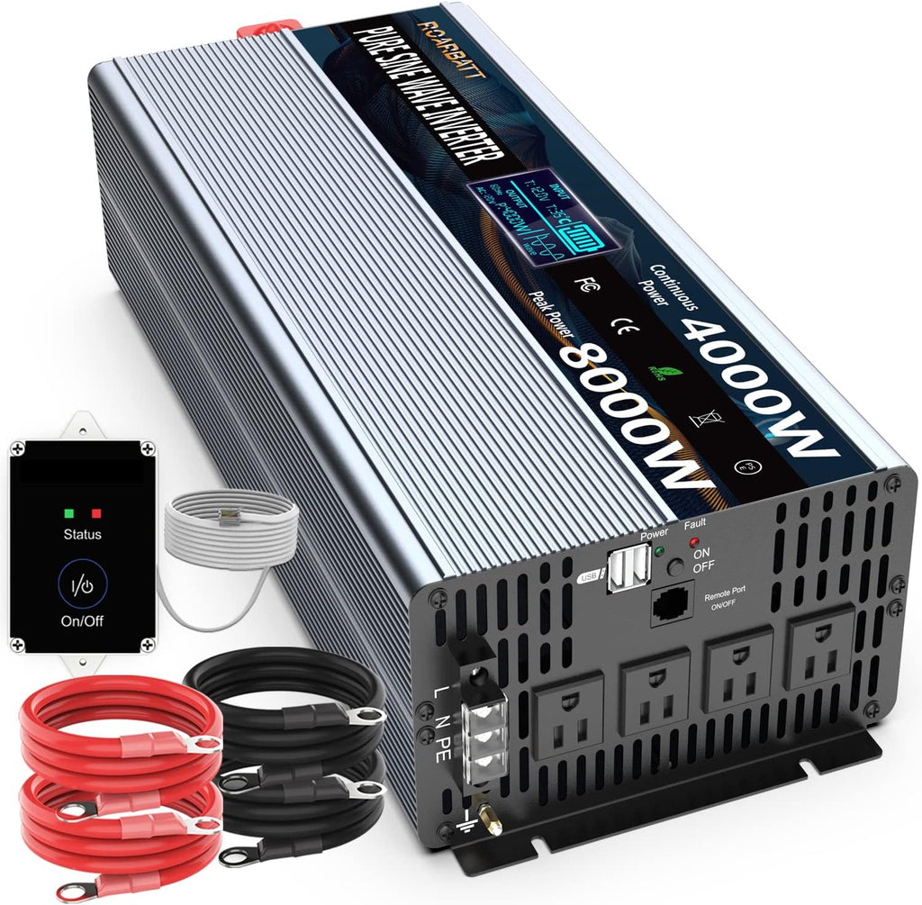4000W Pure Sine Wave Power Inverter 12V to 110V with Remote Control C5381