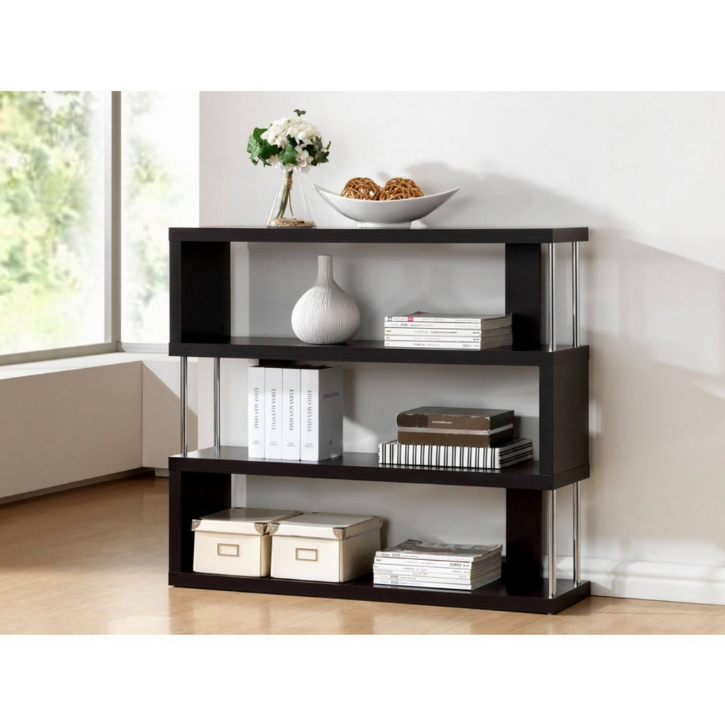 Dark Brown Three-Shelf Modern Bookcase A26539
