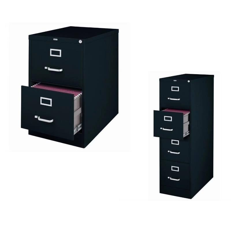 2 Drawer and 4 Drawer Black File Cabinet W2090