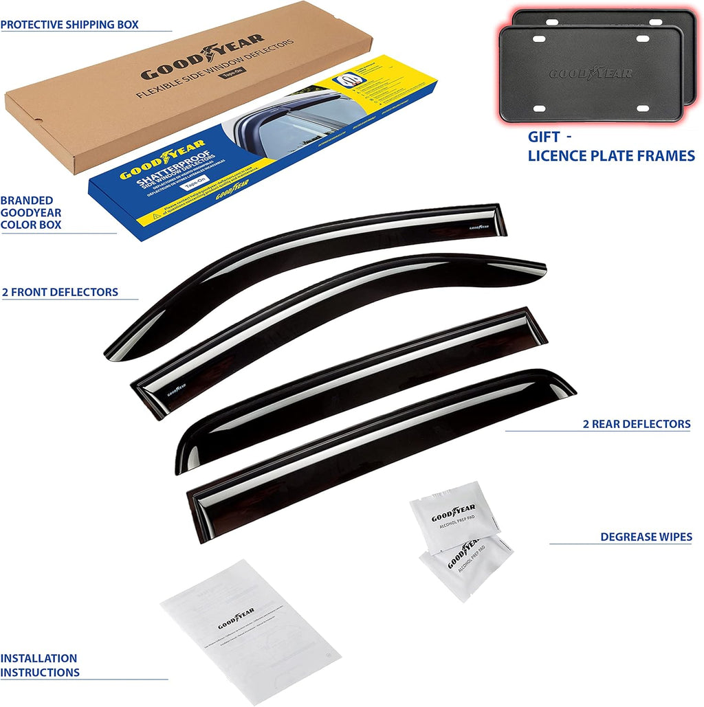 Window Deflectors for Toyota Tacoma 2016-2022 Double Cab, 4pcs T144830