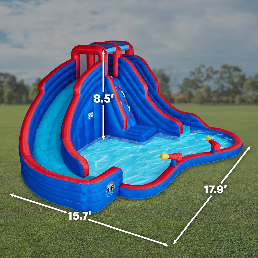 Inflatable Water Slide Park with 2 Slides & Splash Pool Q489625