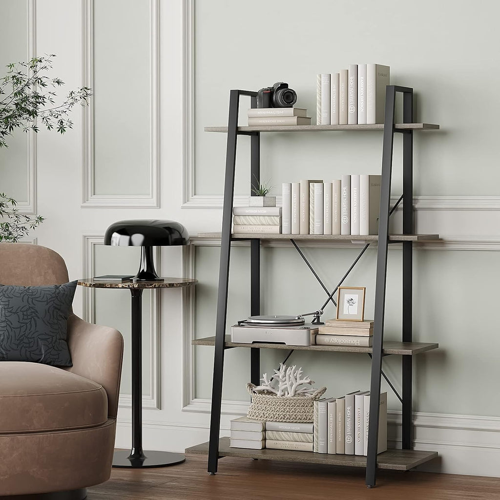 4-Tier Wooden and Metal Ladder Shelf Bookshelf C951562