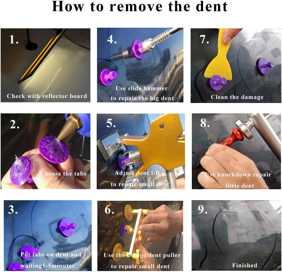 Paintless Dent Repair Kit 89pcs Dent Puller Tools Slide Hammer F257125