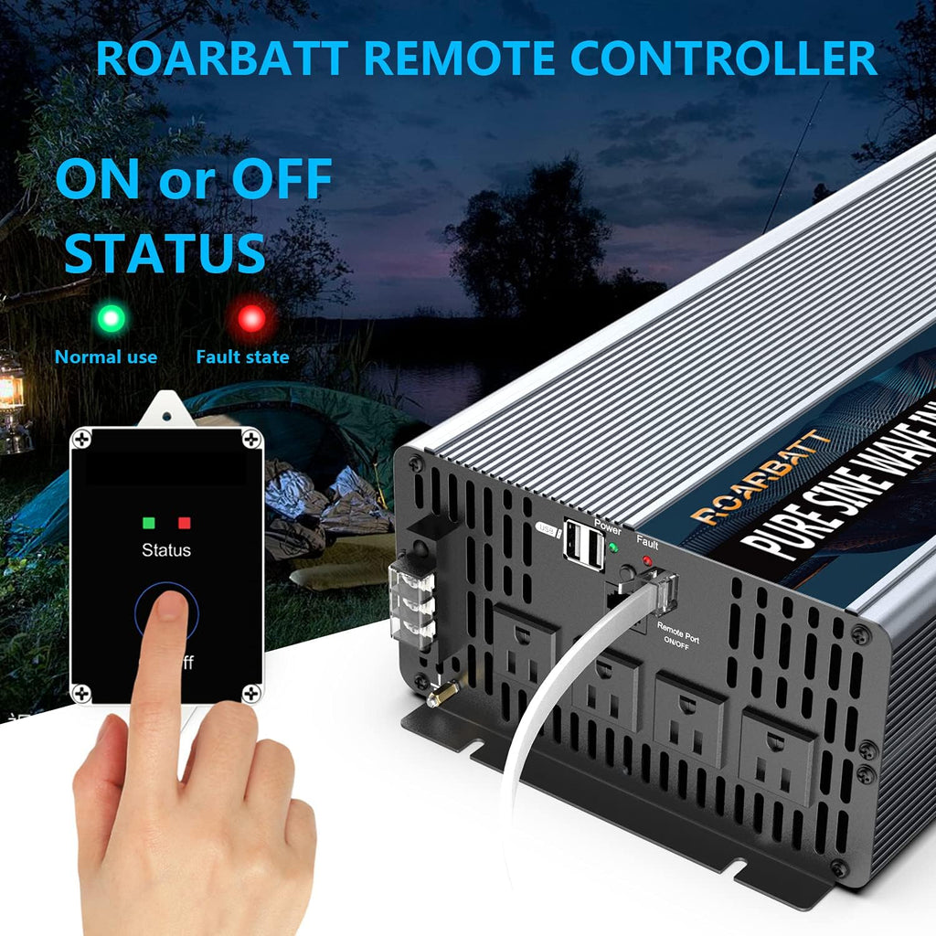 4000W Pure Sine Wave Power Inverter 12V to 110V with Remote Control C5381