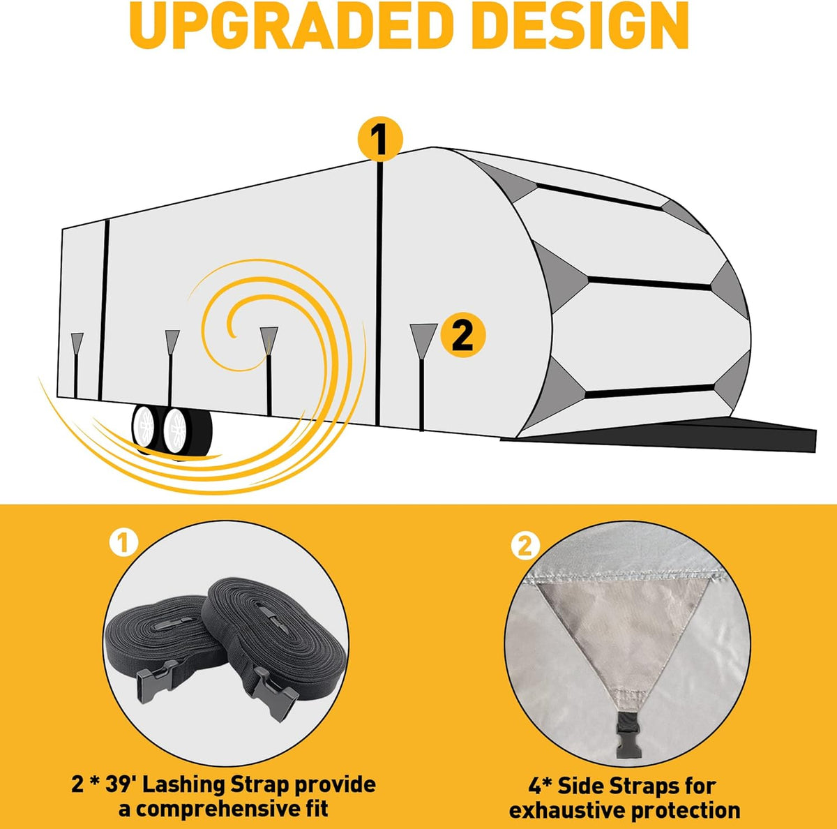 300D Anti-Tear Waterproof Windproof Anti-UV RV Trailer Cover B268155