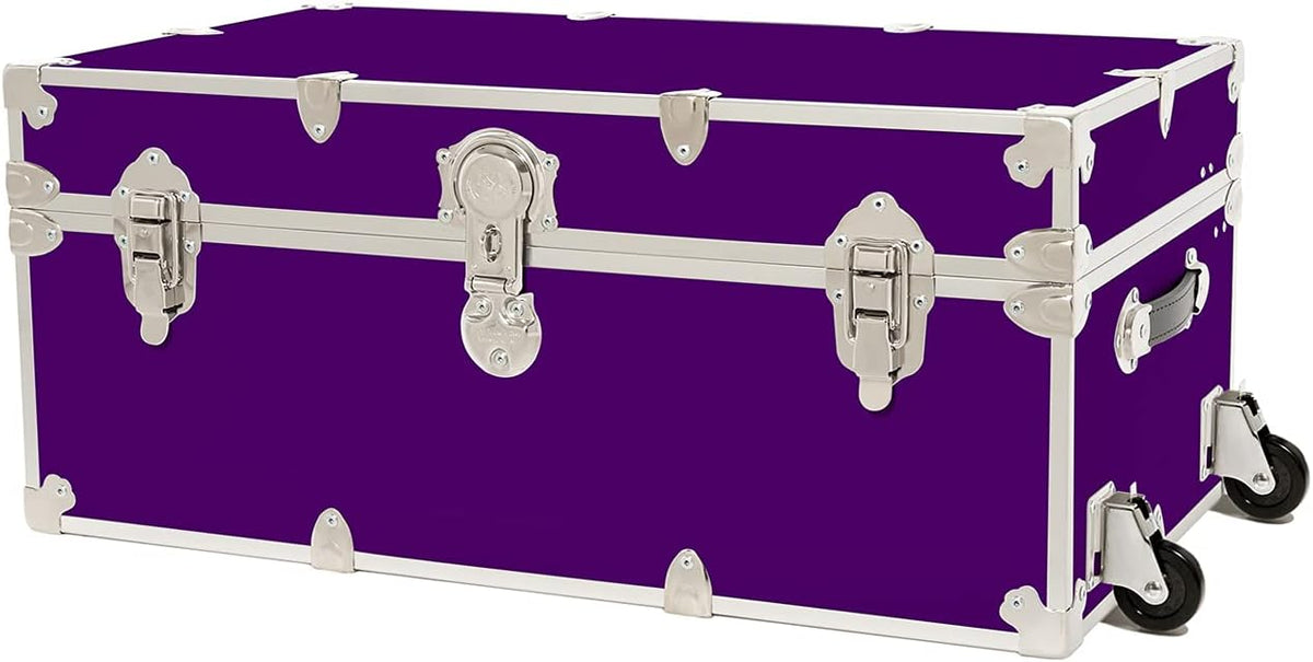 Large Storage Trunk with Removable Wheels 32x18x14 Silver Z481674