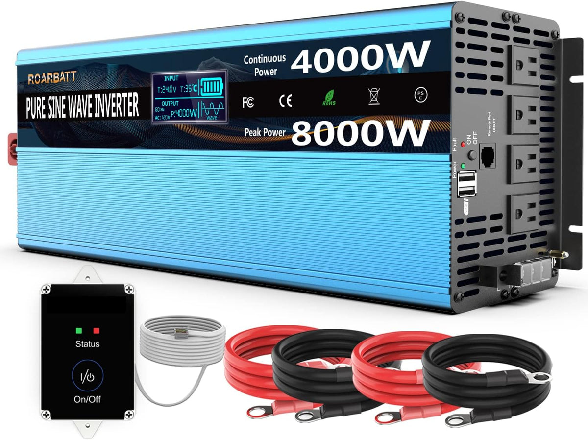 4000W Pure Sine Wave Power Inverter 12V to 110V with Remote Control C5381