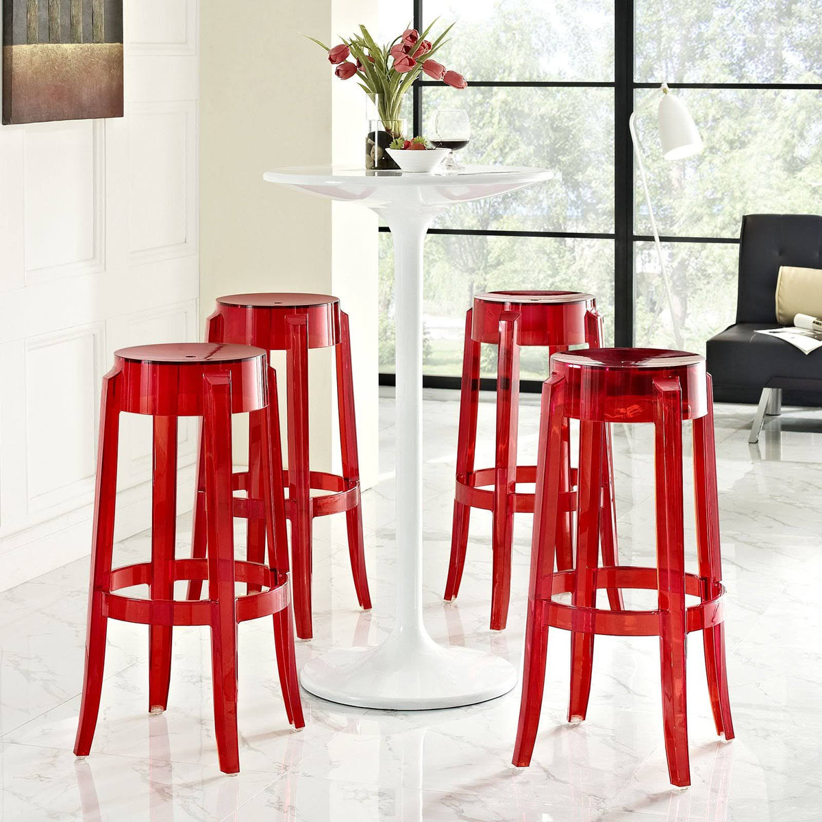 Blue Set of 4 Bar Stool C370