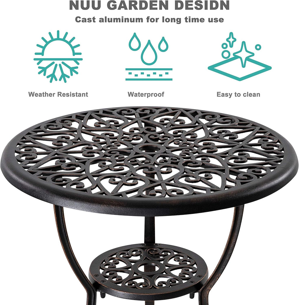 3 Piece Cast Aluminum Bistro Table and Chairs Set S19446
