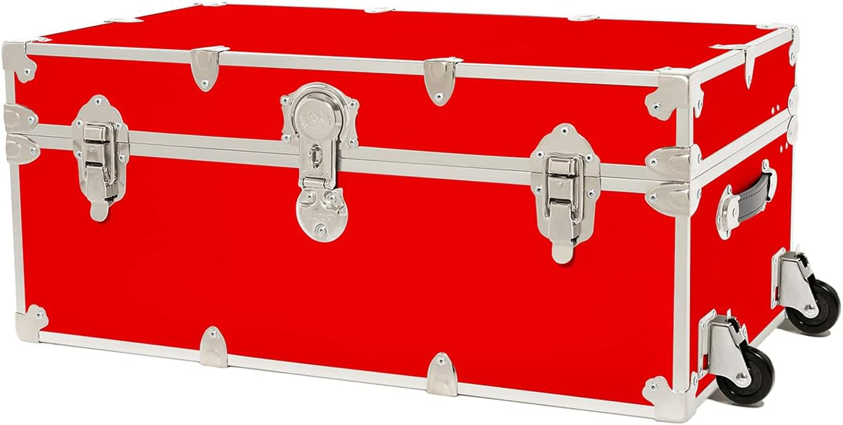 Large Storage Trunk with Removable Wheels 32x18x14 Silver Z481674