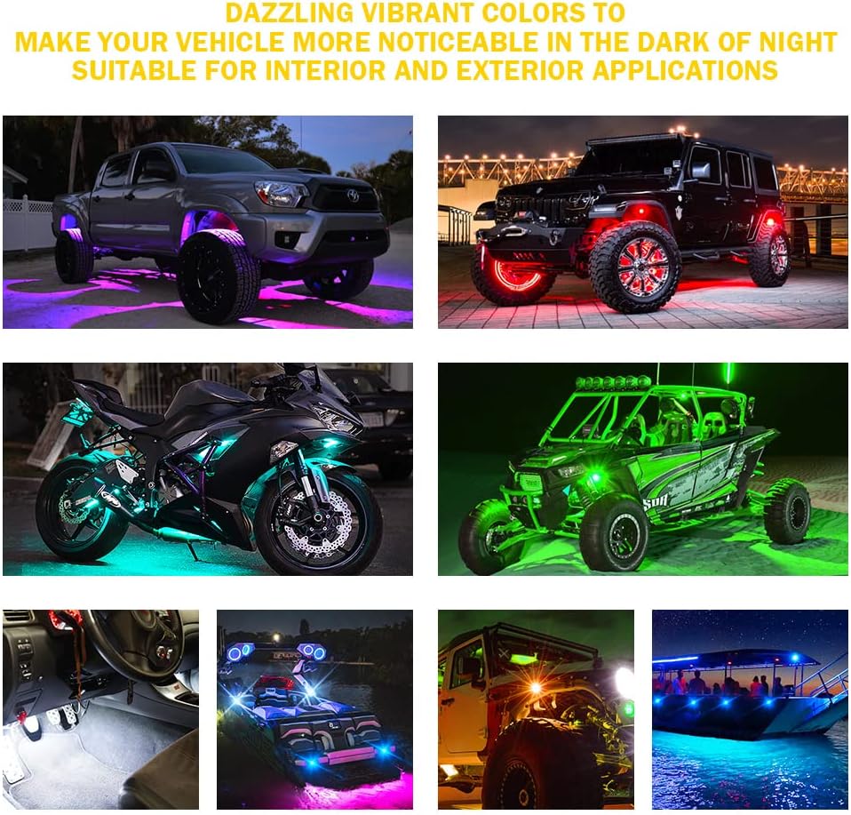 RGBW LED Rock Lights Kit with Bluetooth Remote, 10 Pods L58253