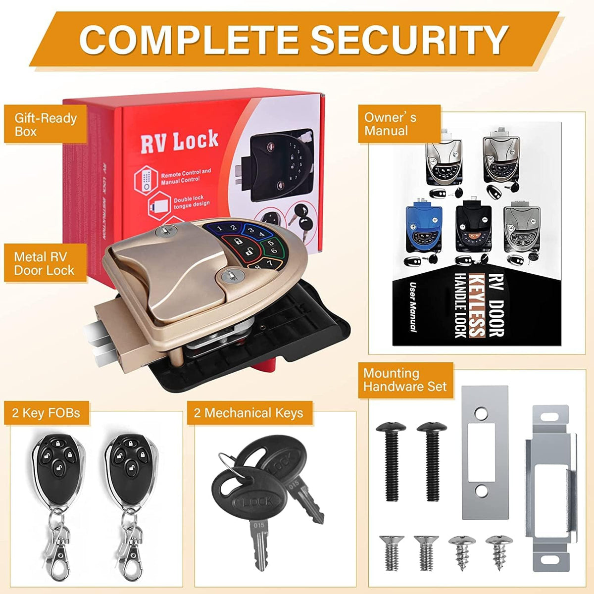 Waterproof RV Door Lock with Backlit Keypad N878