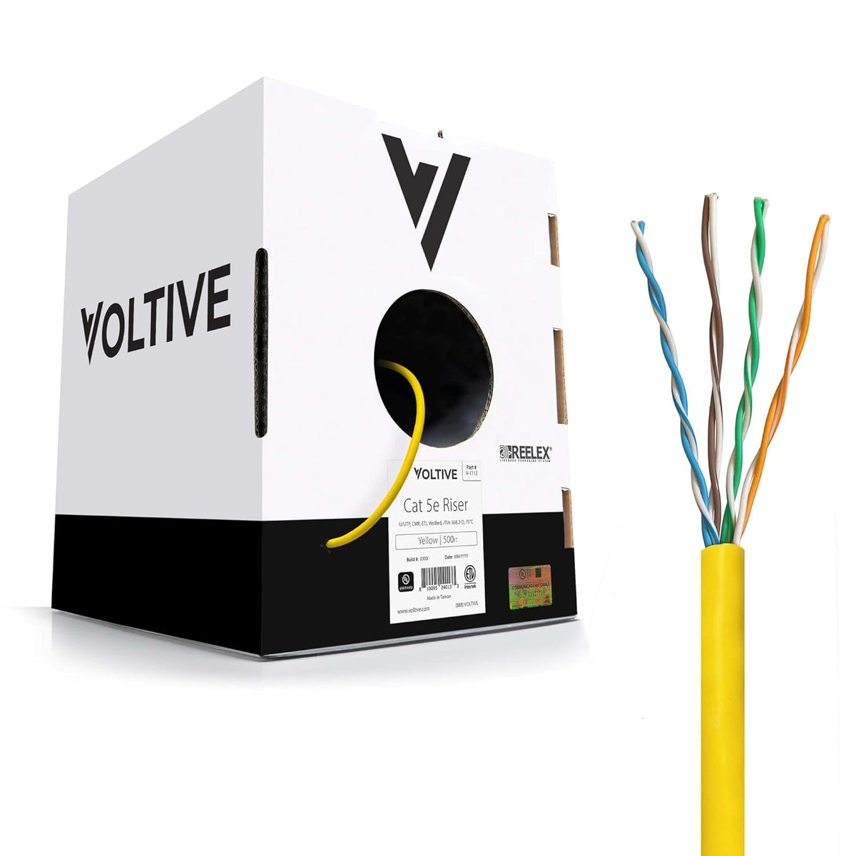 White 1000ft Cat5e Riser Bulk Ethernet Cable O54364
